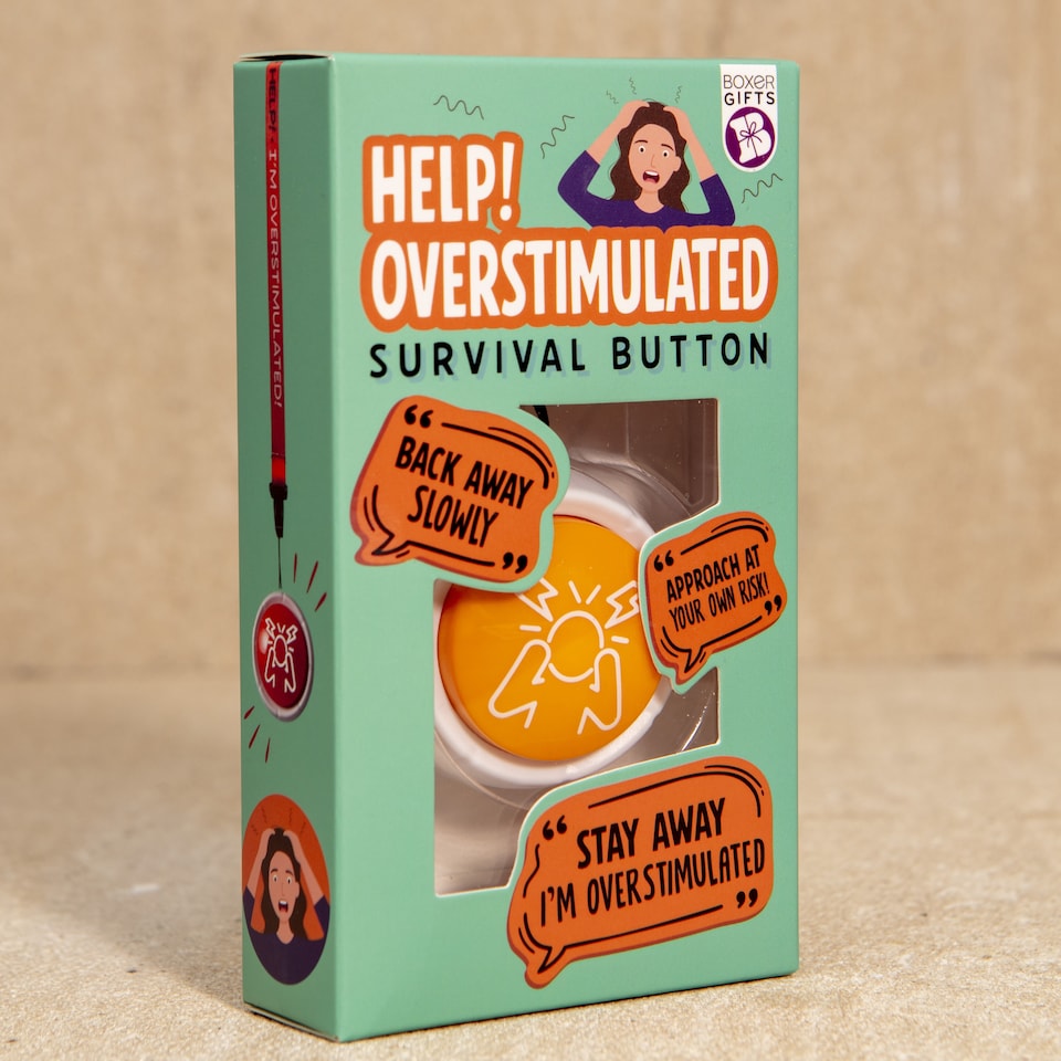 image 1 of Overstimulated Button - Funny Joke Gift