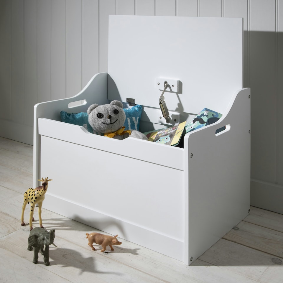 image 1 of Lola Toy Box Storage Organiser in Classic White | Grey | 1