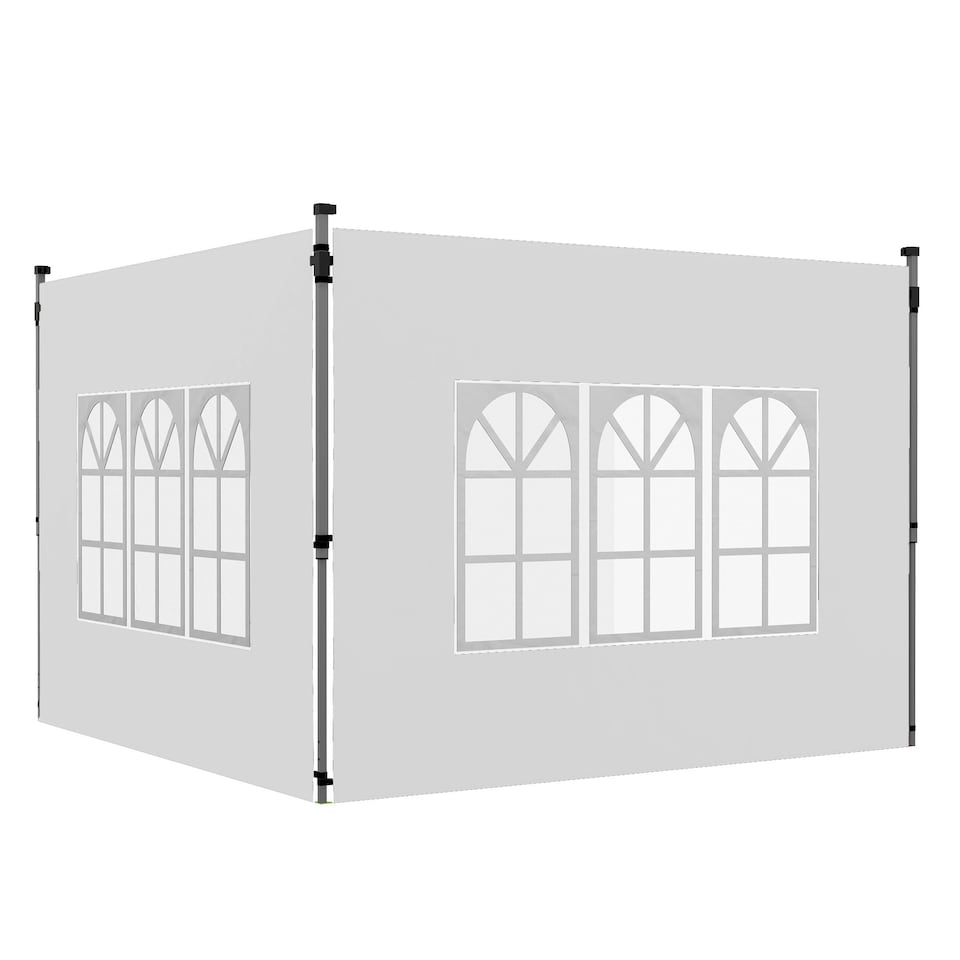 image 1 of Outsunny Gazebo Side Panels for 3x3(m) or 3x4m Pop Up Gazebo, 2 Pack, Black
