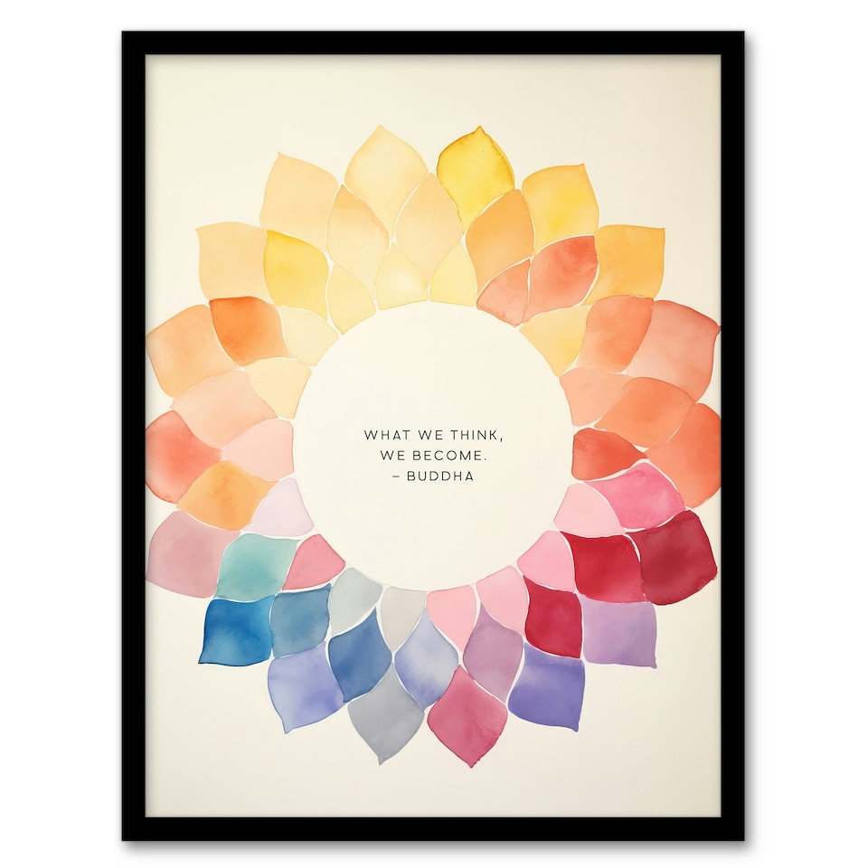 image 1 of What We Think Become Buddhist Mindfulness Black Framed Wall Art Print A4