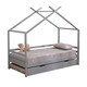 image 1 of Teddy Kids Childrens Grey Wooden House Single Bed Frame w Guest Trundle Bed | Grey | Grey | Single
