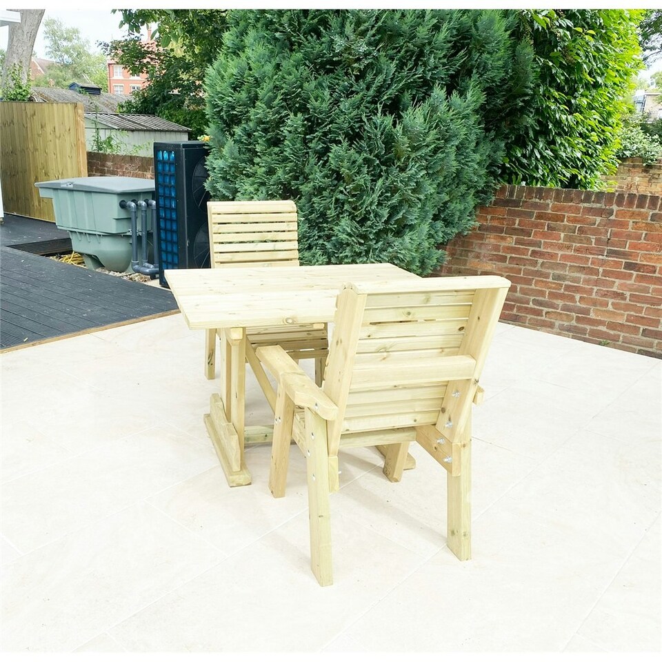 image 1 of Heavy Duty Table and Chair Set - 1 Square Table - 2 Chairs - 2 Seater