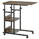 image 2 of HOMCOM C-Shaped Side Table Industrial Mobile Rolling End Desk with 3-Tier Storage Shelving, Adjustable Height, Wheels