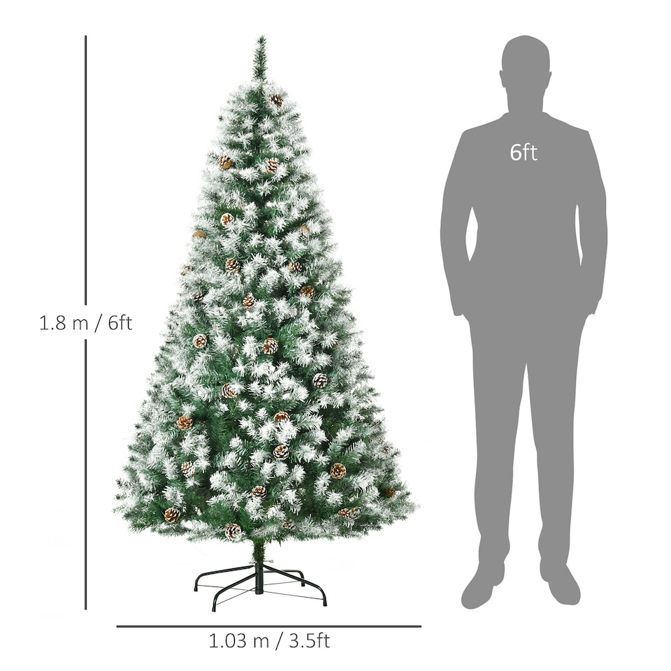 image 1 of HOMCOM 6FT Artificial Christmas Tree Xmas Indoor Decoration, Automatic Open
