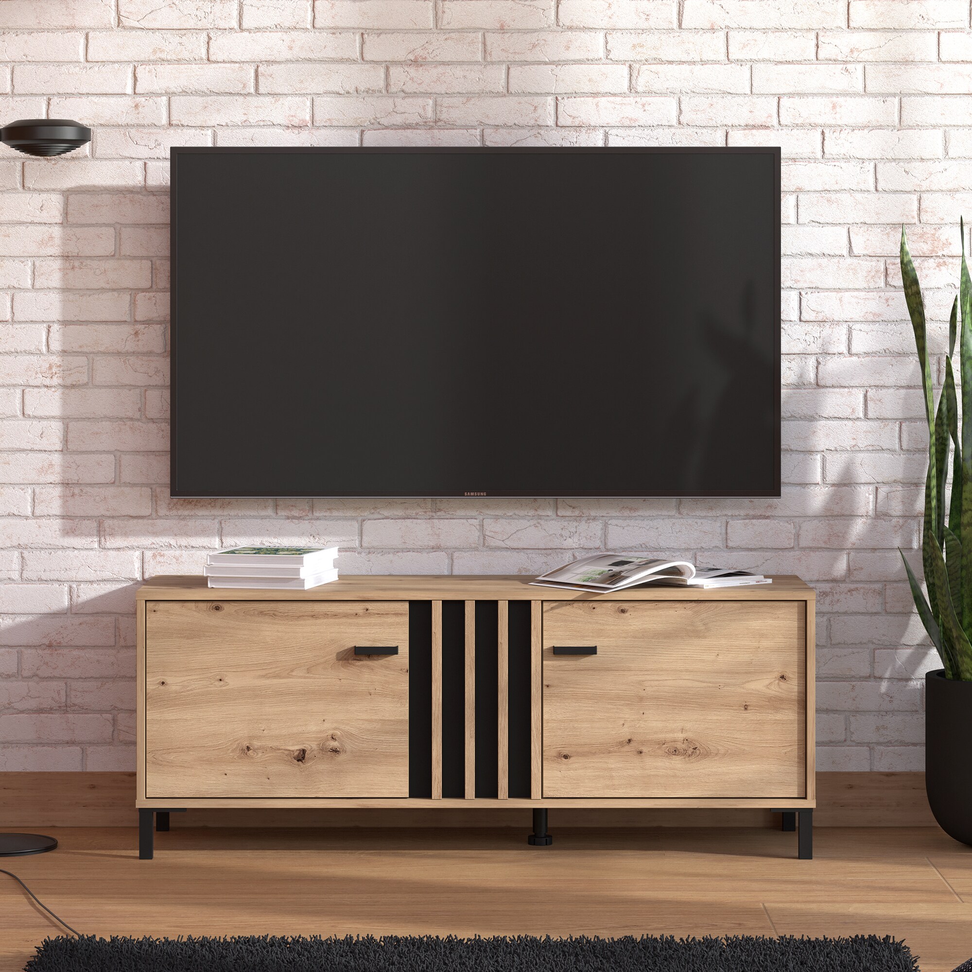 Dorel Home LAVAL TV stand 131, Artisan Oak/Black, Brown