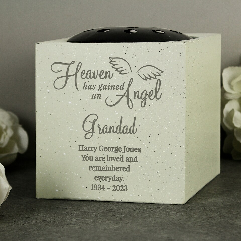image 1 of Personalised Angel Memorial Vase