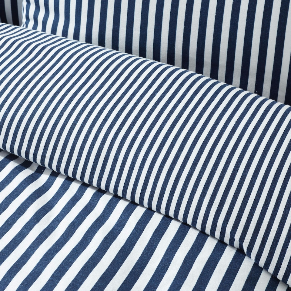 image 1 of Catherine Lansfield Brushed Stripe Cotton Reversible Duvet Cover Set