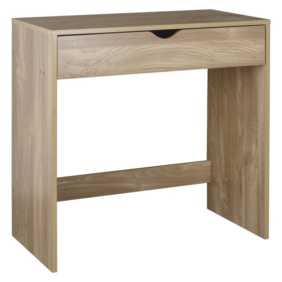 image 1 of 1 Drawer Dressing Table Console Desk, 75 x 40 x 75 cm | Brown | Oak & Oak | 9 x 42.5 x 77.5 | 1