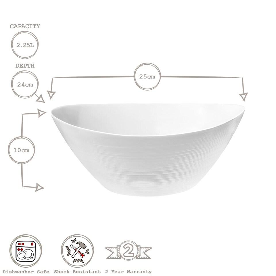 image 1 of Bormioli Rocco Prometeo Oval Glass Salad Bowls - 25cm - White - Pack of 6