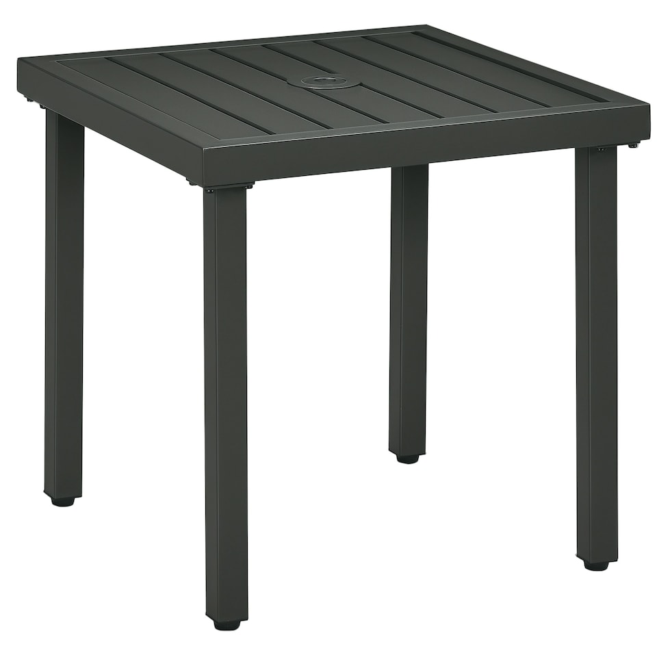 image 1 of Outsunny Garden Side Table Coffee Table with Umbrella Hole for Patio Balcony