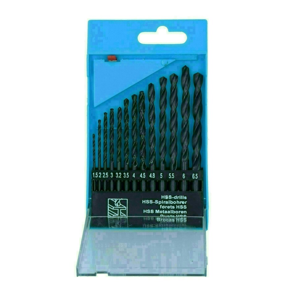 image 1 of HSS Twist Drill Bit Set 13pc metric 1.5mm - 6.5mm Metal Wood Precision