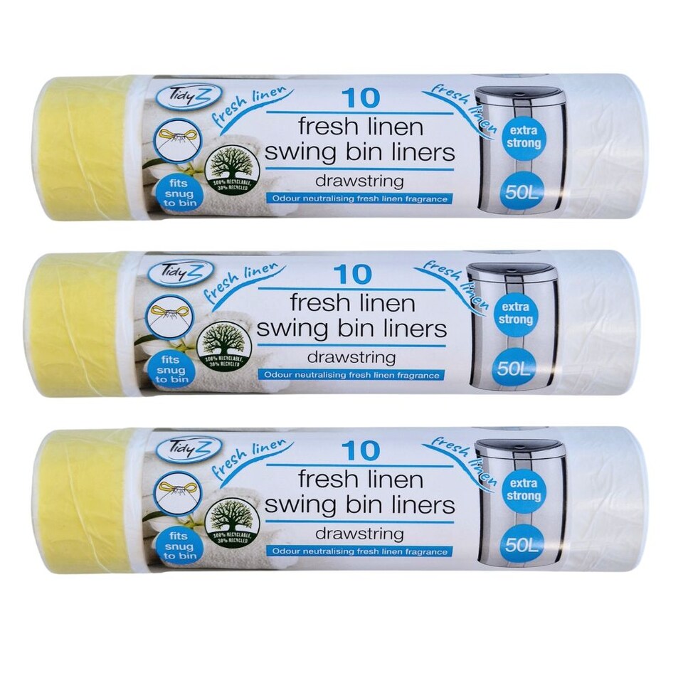 TidyZ Linen Fragranced Swing Bin Liners 50L 10 Assorted Pack