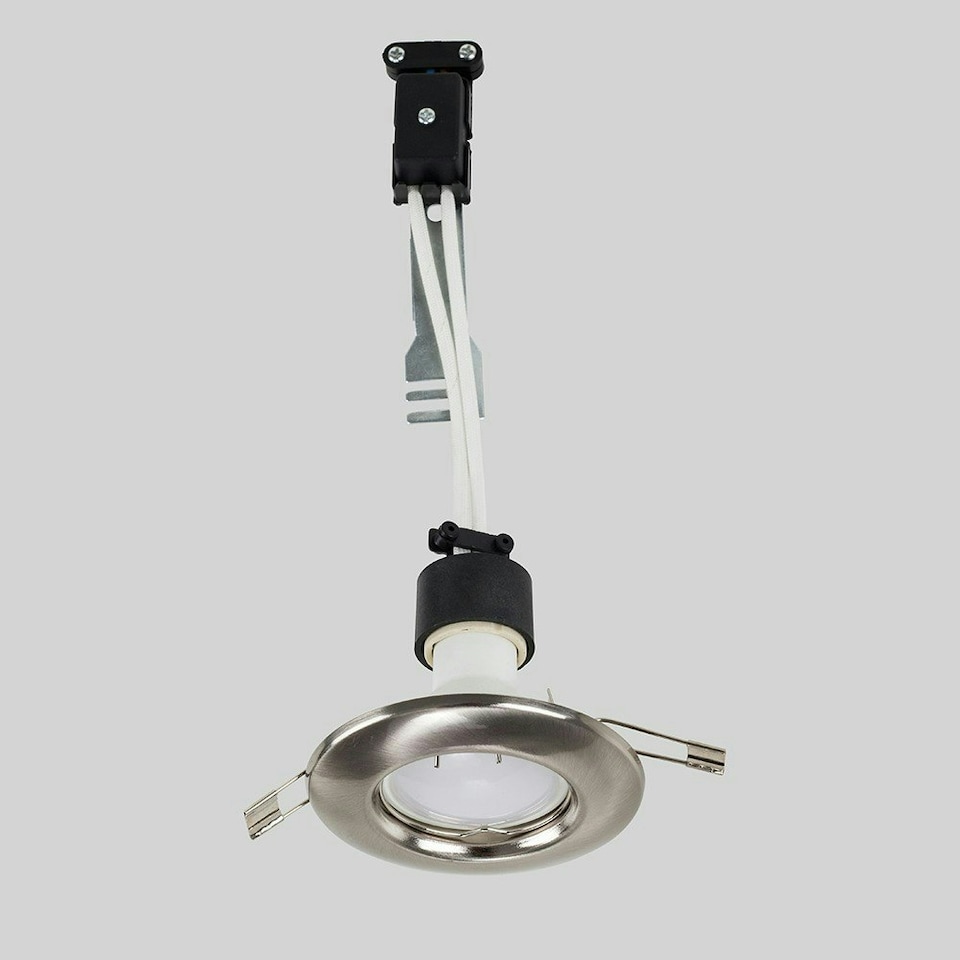 image 1 of ValueLights Downlight Brushed Chrome Silver Downlight and GU10 Spotlight LED 5W Cool White 6500K Bulb