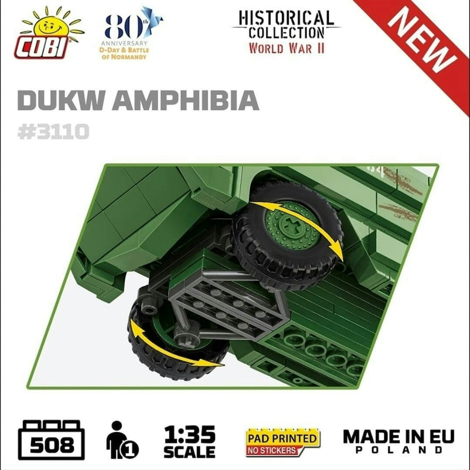 image 1 of DUKW Amphibia- COBI 3110 - 508 brick amphibious car