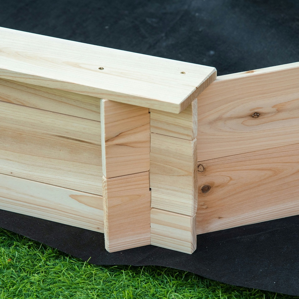 image 1 of Outsunny Kids Wooden Sand Pit Children Sandbox with Cover Outdoor Playset