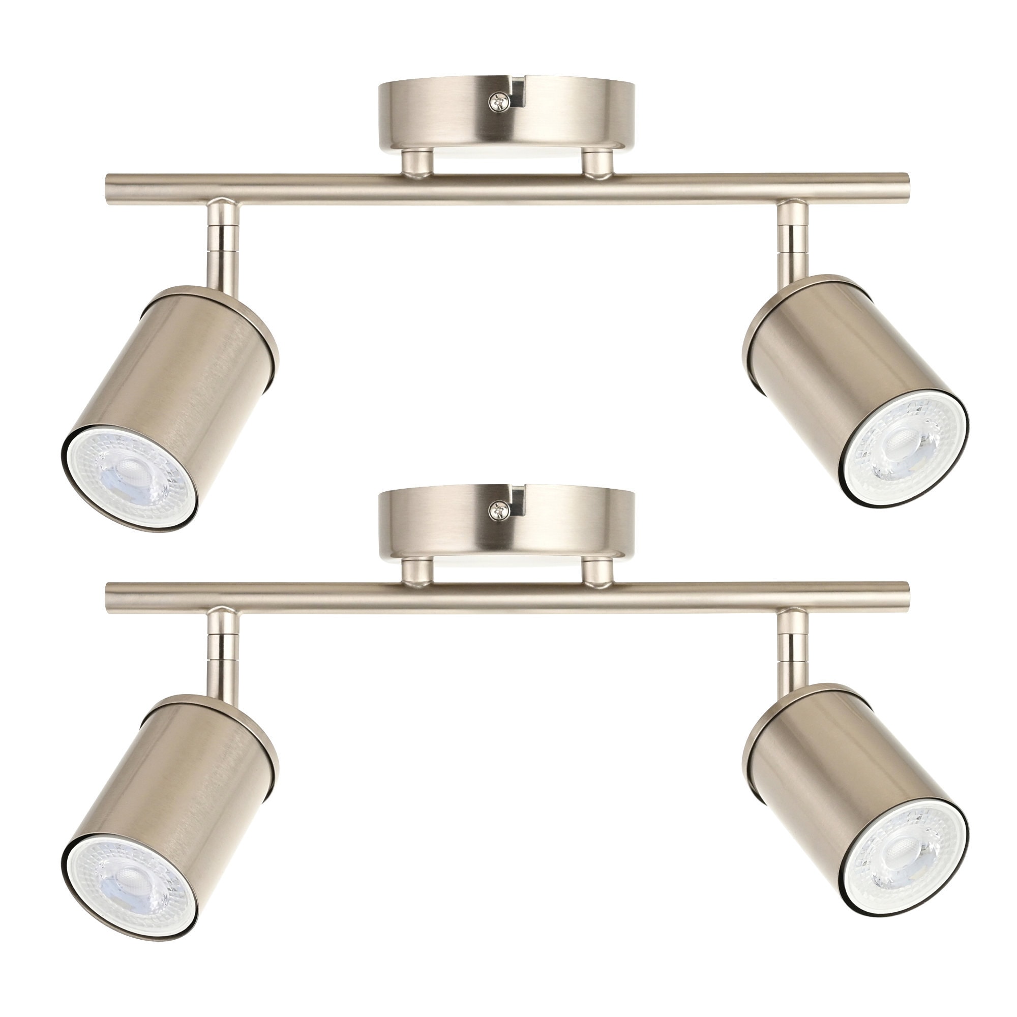 First Choice Lighting Set of 2 Larbert - Brushed Nickel 2 Way Adjustable Spotlight Fittings in Silver