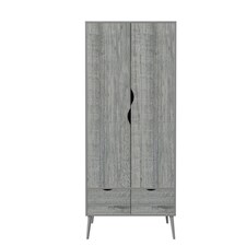 Malmo 2 Door 2 Drawer Wardrobe with Scandi Legs Cupboard Hanging Rail 180cm | Multi | Grey Ash Grey | 1