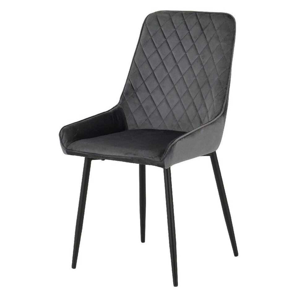 image 1 of Quebec Wave Edge Dining Set with 4 Velvet Avery Chairs Grey