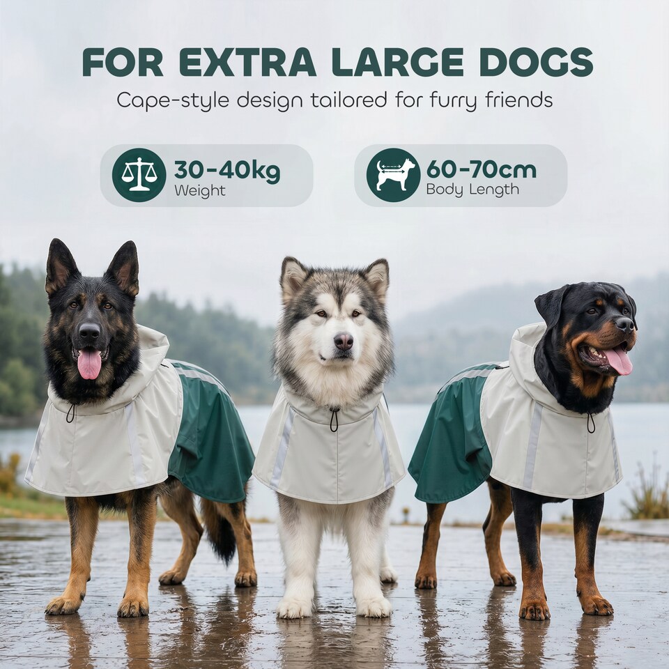 image 1 of PawHut Dog Raincoat with Hood, Dog Rain Jacket, for Extra Large Dogs, XL