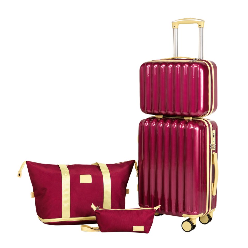 image 1 of Fergana Cabin Polycarbonate Luggage Set Carry On Spinner Suitcase TSA Lock Travel Set Purple