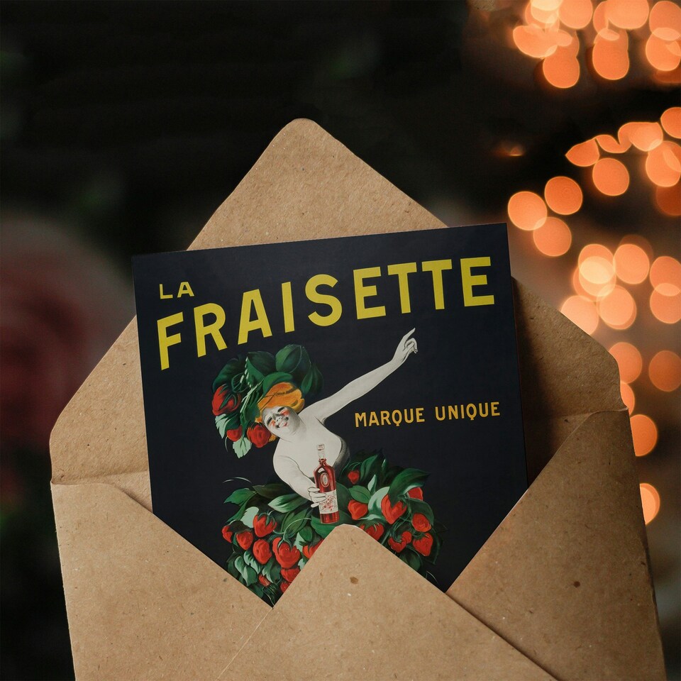 image 1 of Leonetto Cappiello Art Card Fraisette Strawberry Liqueur Vintage Ad