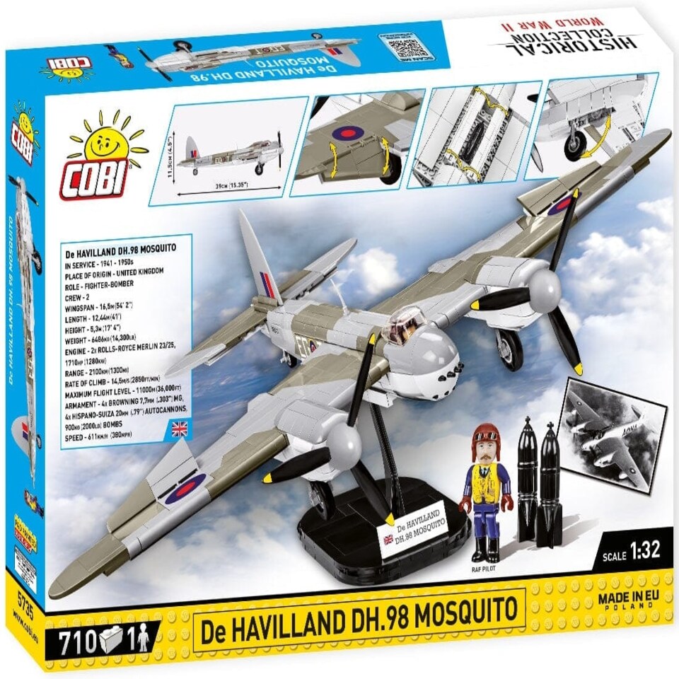 image 1 of De Havilland DH-98 Mosquito brick plane model - COBI 5735 - 710 bricks