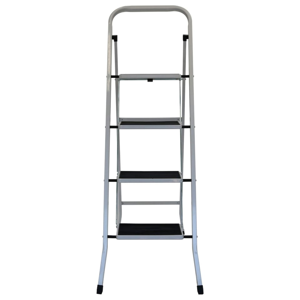 image 1 of Oypla Foldable 4 Step Ladder Stepladder Non Slip Tread Safety Steel Step White