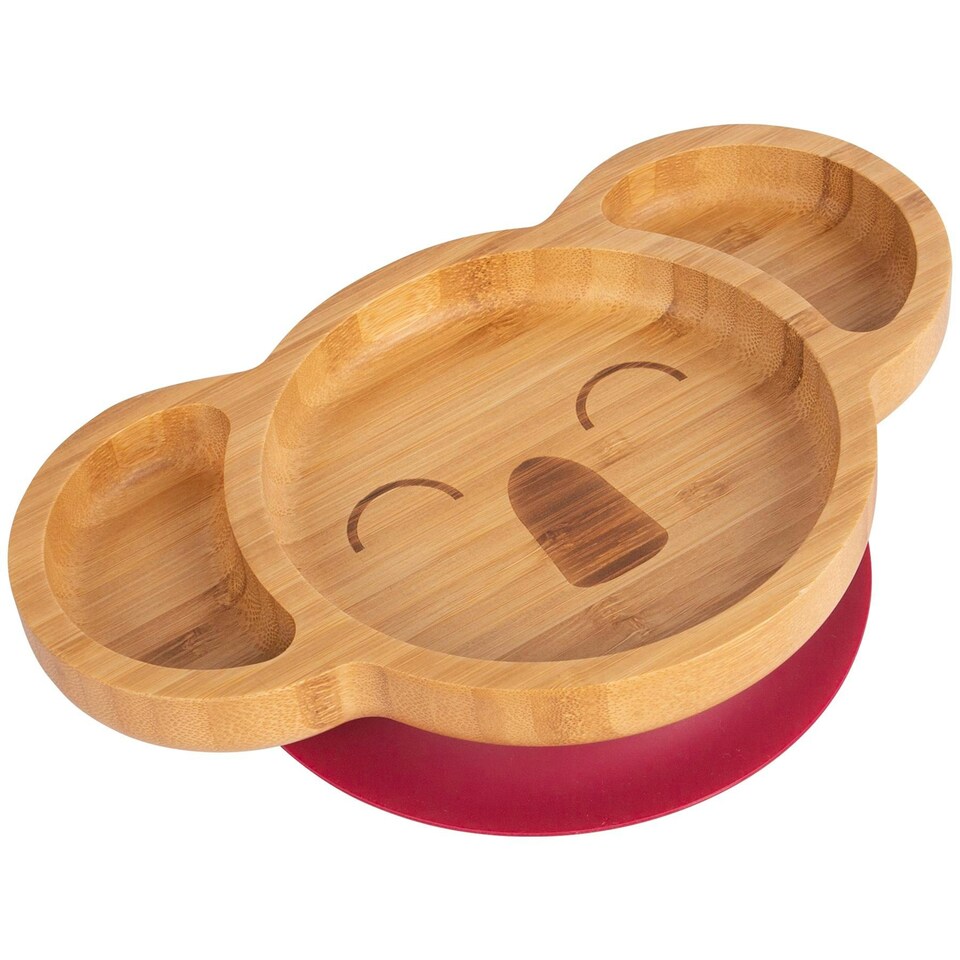 image 1 of Tiny Dining Children's Bamboo Suction Koala Plate - Red Red