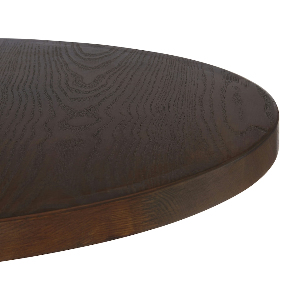 image 1 of Interiors by Premier Elegant Walnut Veneer Finished Table With Frost Black Leg, Stylish Round Design Garden Table, Solid Table