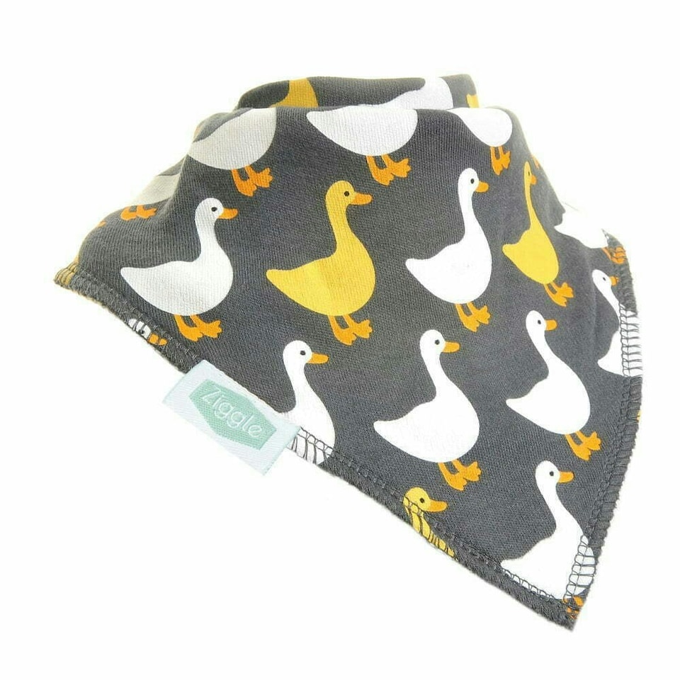 image 1 of Ziggle Baby Dribble Bib Farm Geese | Grey | One Size | 1
