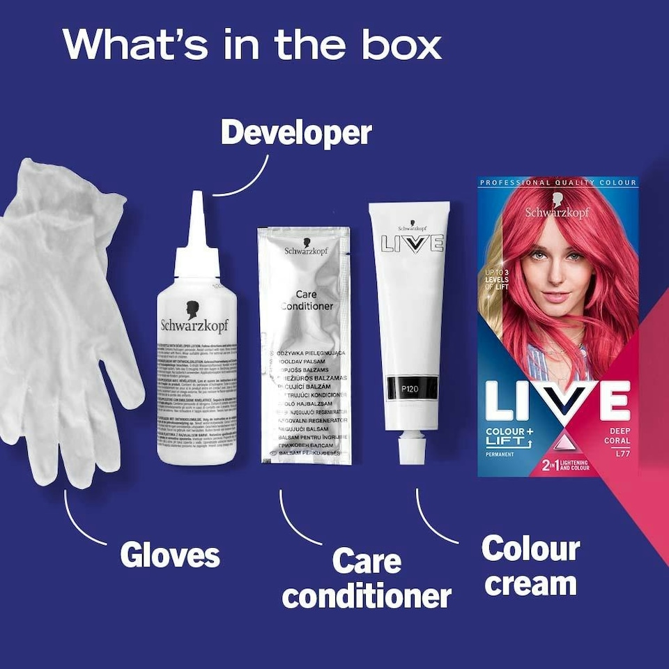 image 1 of Schwarzkopf LIVE Colour + Lift Permanent Hair Dye Deep Coral L77 N/A