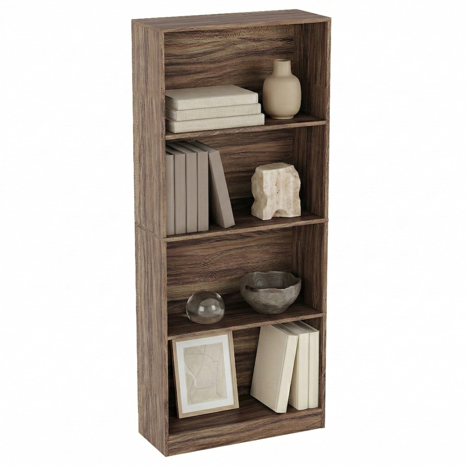image 1 of Vida Designs Cambridge 4 Tier Large Bookcase Display Storage, Walnut