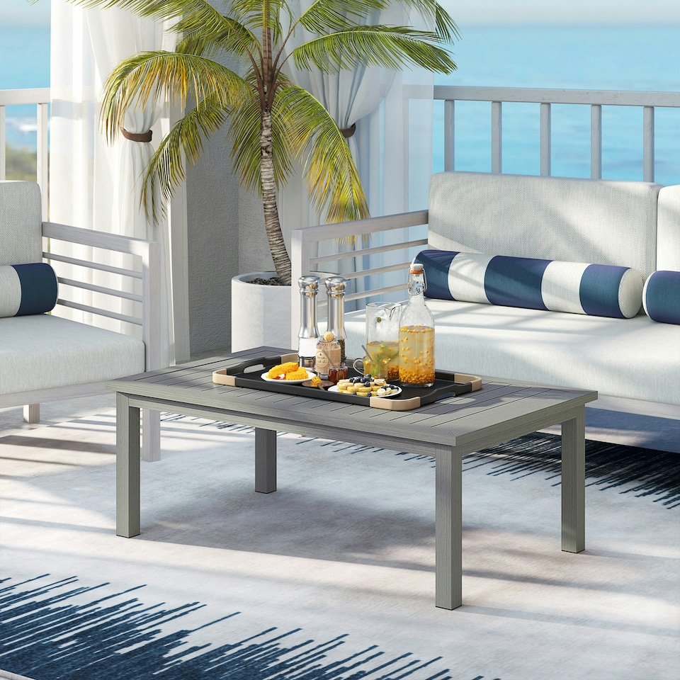 image 1 of Outsunny Garden Aluminium Outdoor Coffee Table Patio Table w/ Grey Grey | Grey