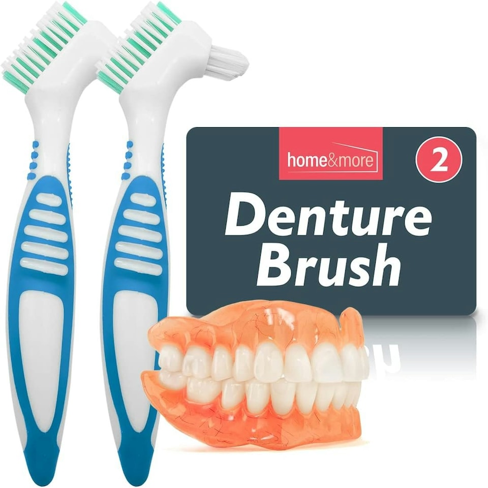 image 1 of SOL 2pk Denture Toothbrush, UK Retainer Brush for Cleaning False Teeth