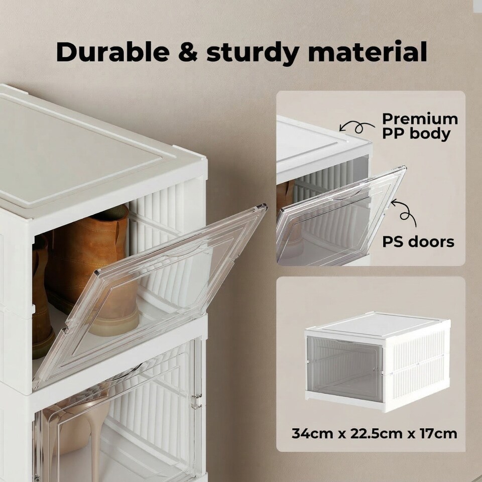 image 1 of Levede Shoe Box Foldable Home Shoe Shelf Ventilated Storage Organizer 6 Pcs