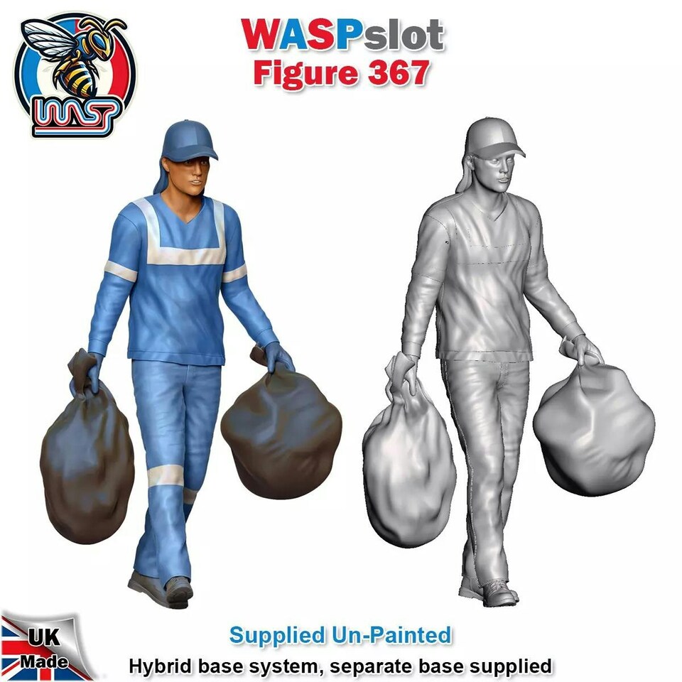 image 1 of Trackside Unpainted Figures Bin Men x 3 Scenery Set 123 1:32 Wasp
