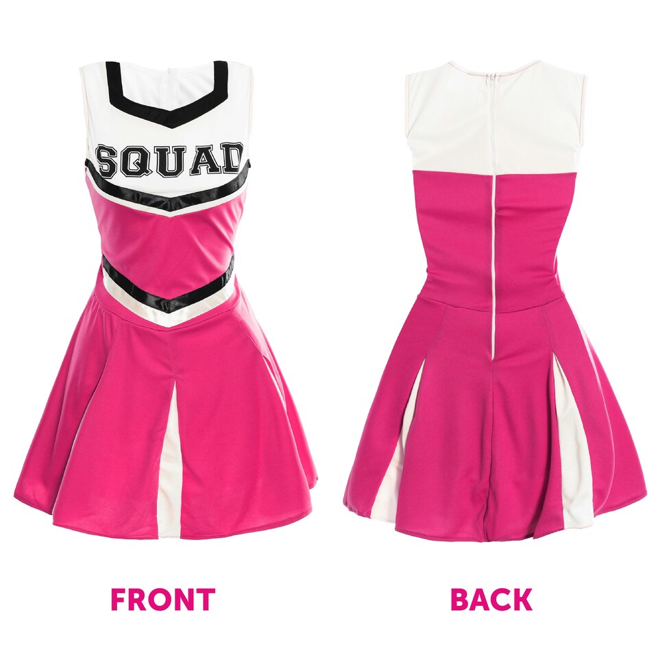 image 1 of Pink Cheerleader Fancy Dress Costume | Pink | M