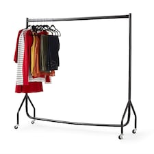House of Home Heavy Duty Clothes Rail 4ft Long x 5ft Tall Black Quality Metal Stand Rack | Black