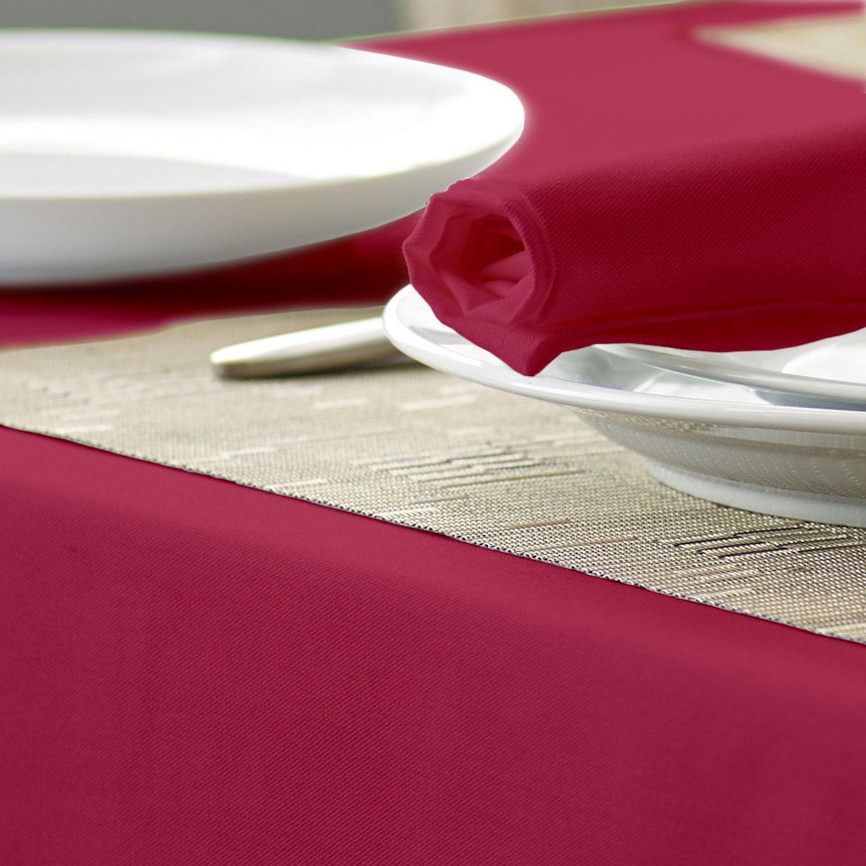 image 1 of Polyester Plain Circular Tablecloth-Chilli-132cm