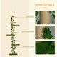 image 5 of PawHut 242cm Floor to Ceiling Cat Tree with Leaves Scratching Post, Green