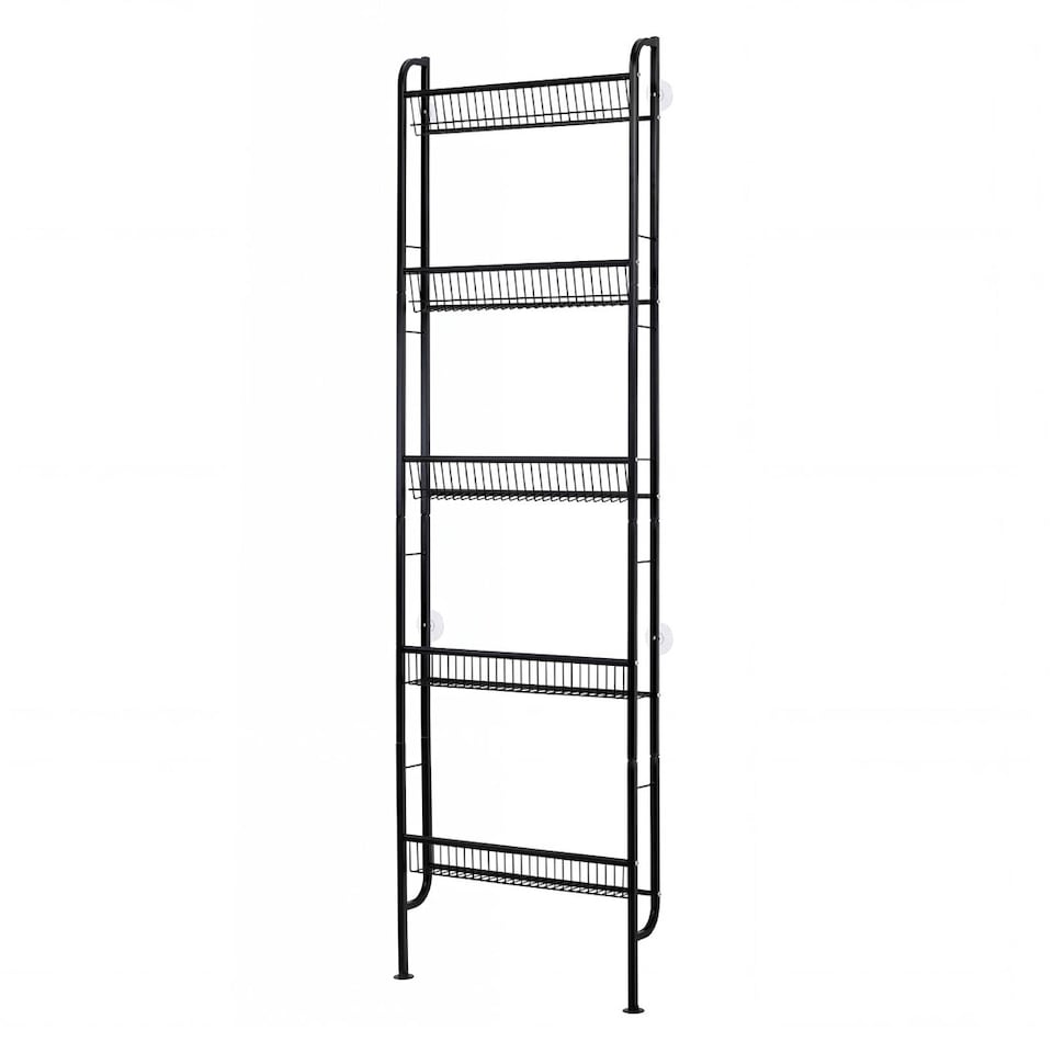 image 1 of Levede Behind Door Storage Organiser Narrow 5-Tier Bathroom Shelves,Steel,Black