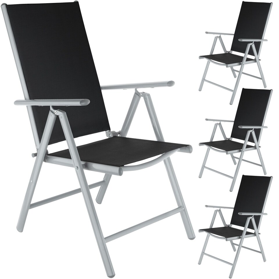 image 1 of Garden Chairs Marilena - folding, aluminium, 7-position adjustable backrest | Silver | black/silver | 4