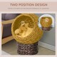 image 6 of PawHut Wicker Cat House, Raised Cat Bed with Cushion, 42 x 33 x 52cm, Dark Brown