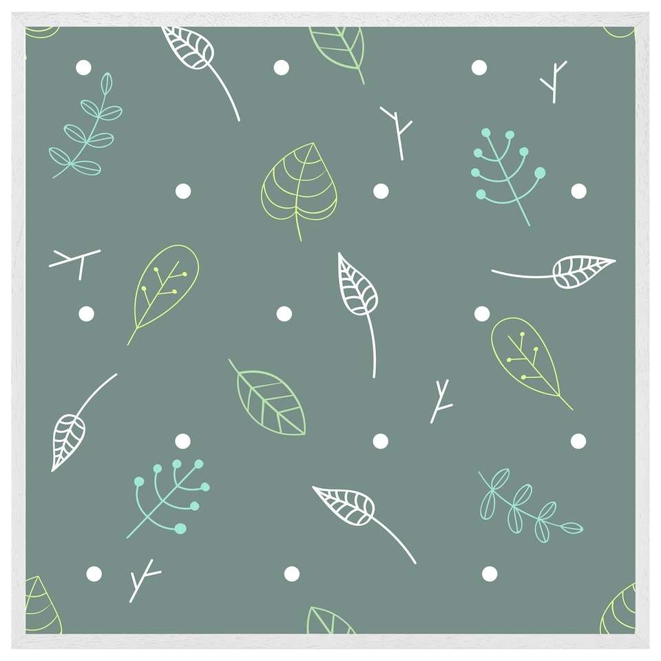 image 1 of Hand drawn leaves (Picutre Frame) White | XS
