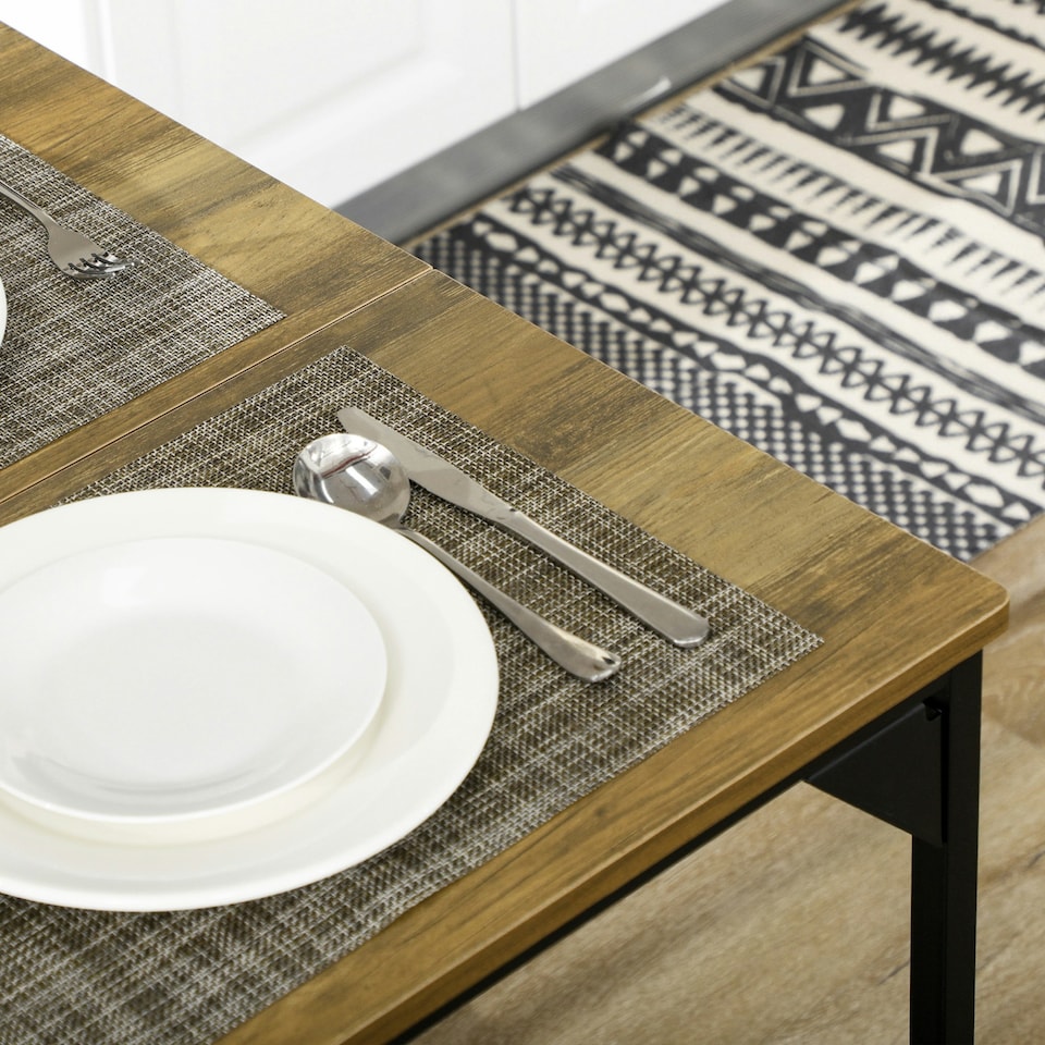 image 1 of HOMCOM Dining Table and Bench Set for 4, Modern Kitchen Table & 2 Benches
