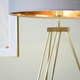 image 1 of ValueLights Aero Modern Gold Hairpin Design Tripod Floor Lamp with Grey/Gold Drum Shade - Includes 6w LED GLS Bulb 3000K
