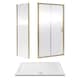 image 1 of 1400x900mm Sliding Shower Suite with Safety Glass Door, Side Panel & Tray, Brushed Brass | Copper | Brushed Brass | 3