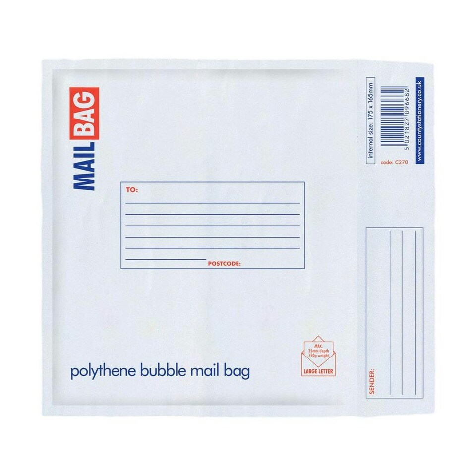 image 1 of Pack of 10 CD Size Polythene Bubble Mail Bags