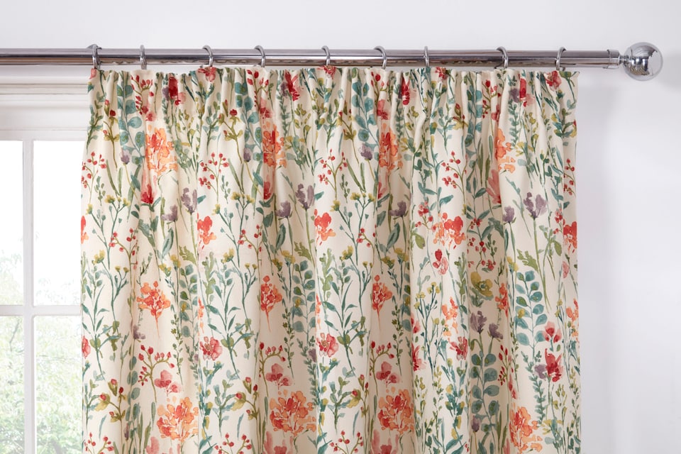 image 1 of Amaryllis - Fully Lined Floral Curtains - Pencil Pleat - Polycotton (Multi, 46'' x 90'' - 117cm x 229cm (Pair)) | Multi