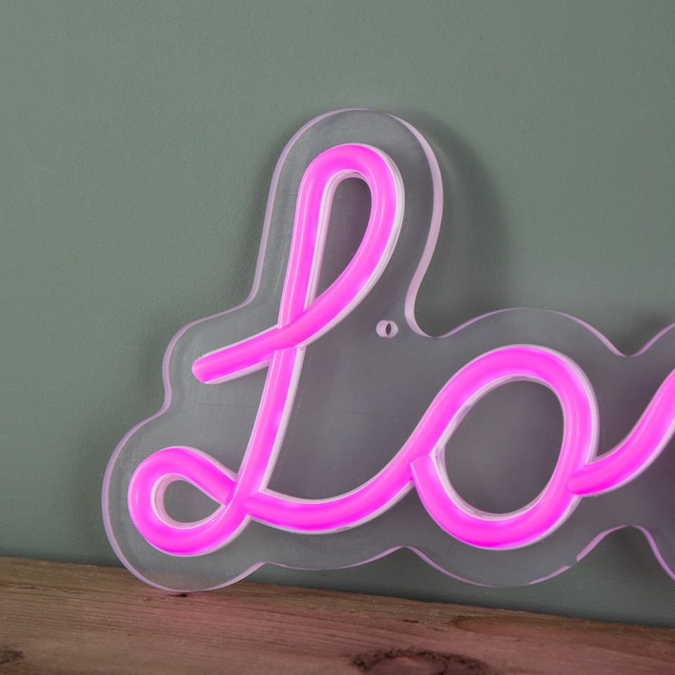 image 1 of 30cm Light up Neon Effect Love Sign in Pink with 111 LEDs